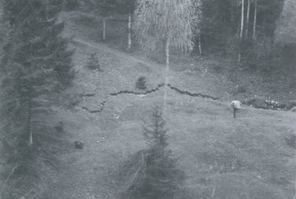 Рис.&nbsp;3. Трещина на склоне горы Ток, открывшаяся в октябре 1960&nbsp;года&nbsp;[8]