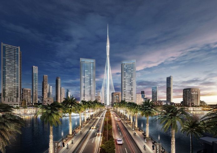 Рис. 1а. Изображения будущей башни в&nbsp;районе Дубай-Крик-Харбор [3]