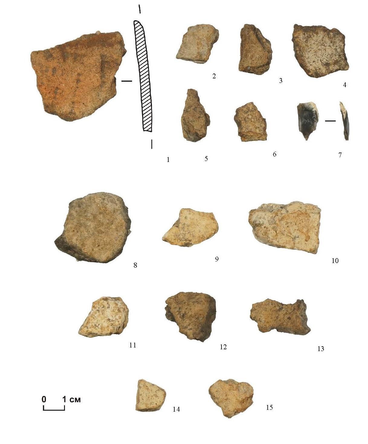 Рис. 4. Археологические находки, полученные в ходе выполнения археологических работ