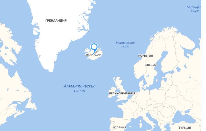 Рис.&nbsp;1. Расположение Исландии на карте [12]