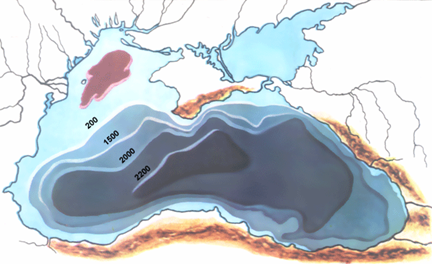 Рис. 2. Схема глубин современного Чёрного моря [5]